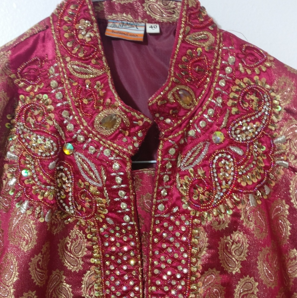 Red embroidered mens punjabi